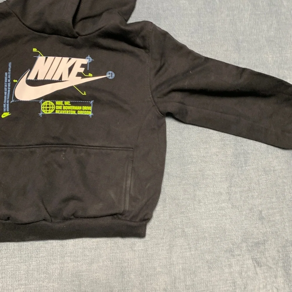 Nike Sportswear One Bowerman Drive Hoodie Kids 4T Black Fleece Lined Swoosh Logo